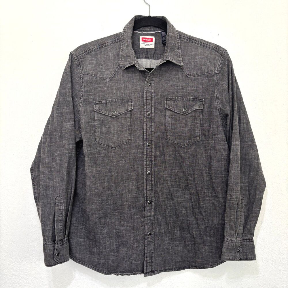 Wrangler Mens Western Pearl Snap Shirt XL Slim Fit Ranch Rodeo Country Cowboy